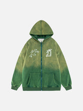 Sweat à capuche ample en velours dégradé rétro américain